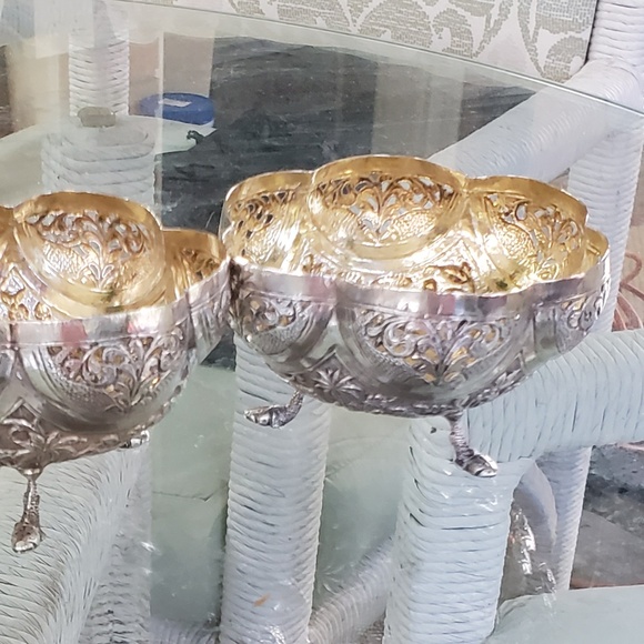 2 Indian Silver Bowls Elephants, Tigers, Palms - Picture 4 of 8